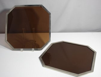 Pair Of Amble Glass Trays 15' X 15'