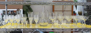 Shelf Lot Of Stemmed Glassware Variety