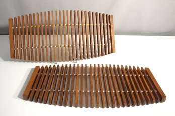 Pair Of Mid Century Fishbone Trivet Trays-19.5' X 9.5'w