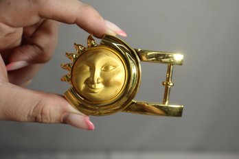 #18-Kieselstein Gold Plated Celestial Sun Belt Buckle