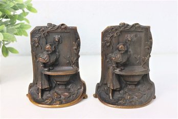 Pair Of Solid Bronze Rebecca At The Well Bookends-mark On The Back  (  Solid Bronze )