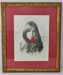 Limited Edition M. Maurice Colored Etching  #67/250, Lady Rose, Signed And Framed