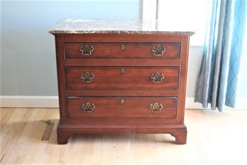 2 Century Furniture 3 Drawer Bachelors Chest 1  With Broken  Marble Top. 1 With No Marble