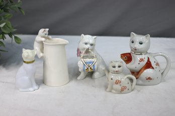 Group Lot Of 5 (mostly) White Kitten Figurines