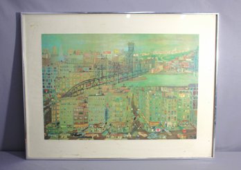 Ralph Fasanella - 'Bridges' - Vintage Framed Print