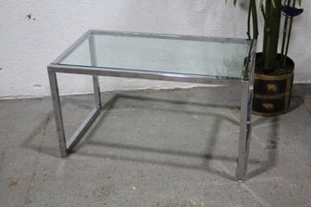 Chromed Steel And Glass Coffee Table