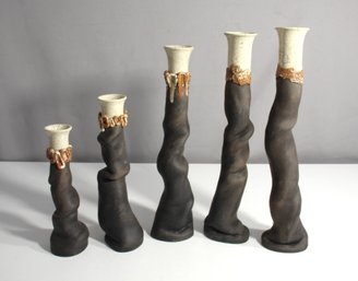 Set Of Five Artisanal Ceramic Vases By Herb