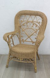 Vintage Peacock Style Wicker Arm Chair