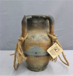 River Junction Pottery Works 10' Four Handled Vessel With Braided Jute Straps