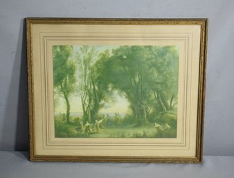 Antique Old Wood Frame Morning Dance Of The Nymphs Corot Hanging Wall Art Print