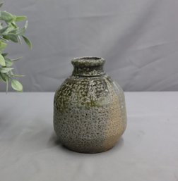 Handmade Textured Speckled Glaze Art Pottery Vase, Signed