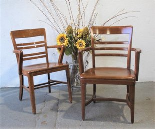 A Pair Of Mid-Century Taylor Chair Co.  Walnut And Birch Office Chairs