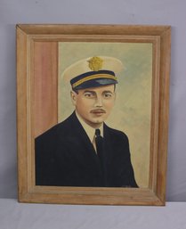 Portrait In Uniform Original Oil On Board, Signed By Artist LR.