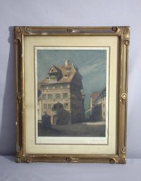 Framed Albrecht Drer's House In Nuremberg - Stamped And Pencil Signed'
