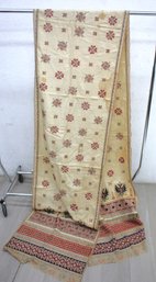 Antique Embroidered Table Runner With Intricate Designs