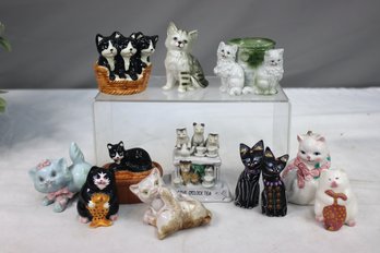 Group Lot Of 12 Varied Cat Figurines