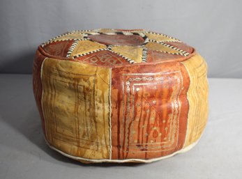 Handmade Moroccan Leather Pouf - Genuine Leather Ottoman Footstool