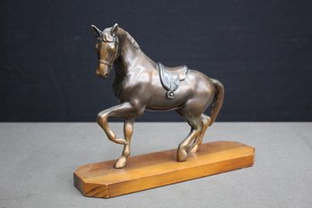 Bronze-tone Da Vinci Style Trotting Horse Statuette