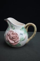 1987 Fitz & Floyd Hand-Painted Porcelain Rose Jug (1.5 QT)