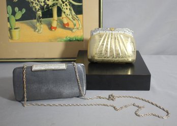 Evening Clutch Duo - Vintage Gold And Silver Tone Purses
