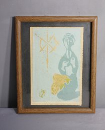 Vintage Abstract Art Print Of Mother - Framed