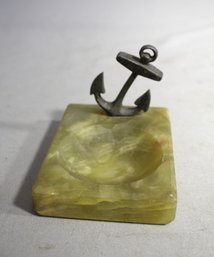 Vintage Onyx And Bronze Anchor Ashtray