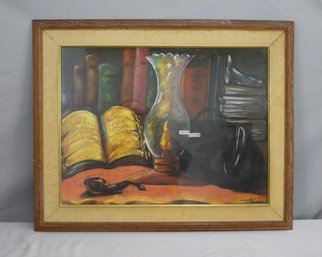 Still Life The Doctor's Study, Signed By Artist, Matted And Framed