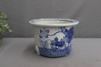 Blue & White Narrow Brim Planter