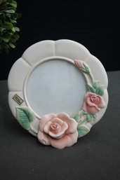 Fitz & Floyd Hand-Painted Porcelain Rose Circle Photo Frame