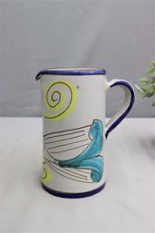 Whimsical And Colorful La Musa Pottery Swimming Fish Pitcher