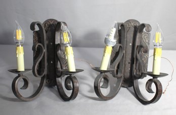 Vintage Two-Light Iron Sconces - Elegant Wall Lighting