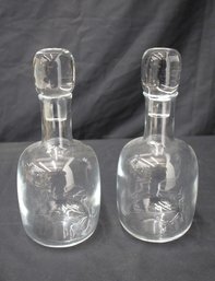 Pair Of Vintage (1970s) Glass Decanters With Stoppers