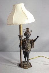 Vintage Ebonized & Bronzed White  Metal Blackamoor LAMP