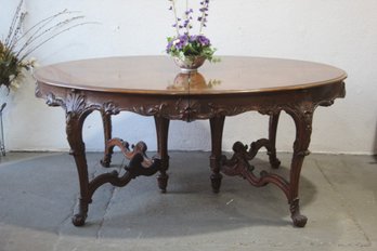 Stunning Carved And Inlaid  Dining Table. Possibly   Berkey And Gay. No Leaves