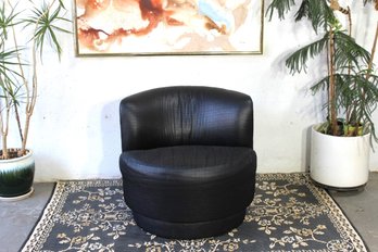 Contemporary Black Swivel Barrel Chair