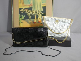 Evening Duo: Vintage Black And White Mesh Handbags