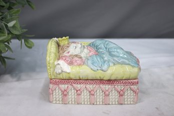 Vintage Hand-Painted Caterina Of Catnap Fitz & Floyd 1990 Keepsake Box