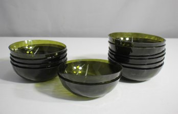 Set Of 12 Avocado Green Modern Bowls