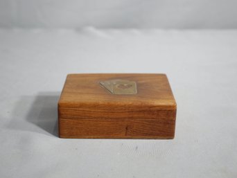 Wood Playing Card Box With Brass Accent For Single Deck