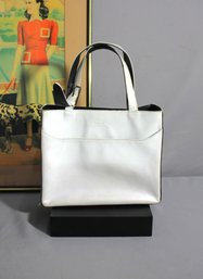 White Kenneth Cole New York Leather Tote Bag
