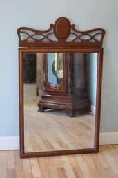 Art Nouveau Style Pediment Wooden Frame Wall Mirror. Some Losses