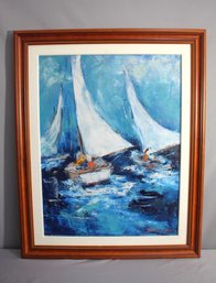 Vibrant Nautical Scene By Mickelson - Framed Original Painting