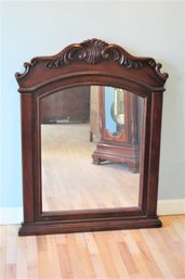 Scrolled Scalloped Crown Top Wooden Frame Wall Mirror