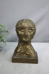 Vintage Bronze-tone Pottery Head & Neck Sculpture