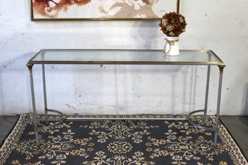 Maison Jansen Style Steel And Brass Neoclassical Directoire Console Sofa Table