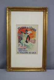 Reproduction Vintage Jules Cheret Theatre De L'Opera Poster, Framed