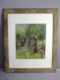 Vintage 1949 Watercolor Landscape Painting By Golden - Framed