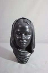 Vintage MCM Mid Century Modern Ceramic Veiled Woman Girl Female Head Bust Statue