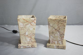 Vintage Vermont Marble Co. Marble Torchiere Style Mantel/Table Lamps