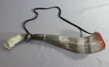Vintage Powder Horn Flask With Strap (no Stopper)